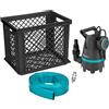 Gardena Set Acqua Alta 10500: Pompa a Immers. con Portata 10500 L/H, Funzione Auto, Filtro P. Particelle di Sporco Fino a 25 Mm, Incl. Raccordo P. Tubo Flessibile E Scatola di Conser, 400 W (9009-47)