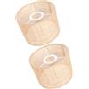 BESTYASH Paralume in Rattan Intrecciato, Copri Lampada Rustico, 2 Pezzi, Resistente all'Usura, per Lampadario e Soggiorno, Attacco E14/E27