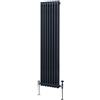 Monster Shop Radiatore Termosifone a 2 Colonne 1800mm x 382mm Moderno Centralizzato Grigio Antracite in Acciaio Inox Verticale a Parete Cucina Soggiorno Bagno Kit di Fissaggio e Spazzola Inclusi