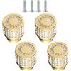 TOP-MAX 4 pomelli per mobili in cristallo, con strass, con viti, maniglie per mobili, maniglie per armadi, cassetti (oro, rotondo)