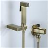 SWHC Doccetta per Bidet Tutto Bronzo Doccetta Bidet con Tubo in Acciaio Inossidabile da 1,5 M Doccino per Bidet Pistola a Spruzzo Quadrata Doccetta Bidet per Wc Interruttore a Pressione