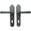 Gedotec Set di Maniglie a Leva | BREMEN | 1 Set - Maniglia a leva in stile rustico | Nera Antica | Maniglia per Porta di casa Set di sicurezza piastra lunga | Cilindro di sicurezza con profilo PZ