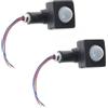Pyugxab 2 sensori di movimento AC85-265 V IP65, interruttore PIR regolabile, ultrasottile, luce a LED, rilevatore di movimento per esterni, 10 mm, nero