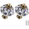 Zernmiarder Confezione da 6 pomelli in ceramica a forma di zucca color avorio e blu scuro, pomelli vintage per cassetti - pomelli per comò antichi con viti, fiore blu scuro