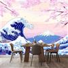 Generic Carta Da Parati 200 x 140 cm Carta Da Parati Per Camera - Stile Giapponese Fiore di Ciliegio Monte Fuji Progettazione del modello - Colore Da Letto Parete Non Tessuto Stampa Decorazione Murale