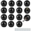 FoDau770 15 pomelli in legno nero, pomelli rotondi a sfera per cassetti vintage, in legno naturale, per mobili, cassetti, cassettiere, armadi, 2,5 cm di diametro
