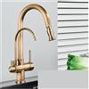 BSAXITHZB Rubinetto da cucina con acqua filtrata 2 in 1 Ottone antico con beccuccio estraibile Depuratore da cucina Rubinetto miscelatore girevole a 2 vie(Antique Brass A)