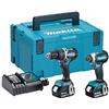 Makita DLX2180TJ 18 V Li-ion LXT Brushless 2 Piece Kit Complete with 2 x 5.0 Ah Li-ion Batteries and Charger in a Stacking Case