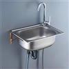 MJYDKBZ Lavello A Una Vasca in Acciaio Inox per Montaggio A Parete - Facile da Pulire, Con Rubinetto e Scarico - Autoportante per Interni Ed Esterni