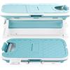 Cecaylie Vasca da bagno pieghevole per adulti, 132 x 60 x 50 cm, portatile, pieghevole, con coperchio e rulli massaggianti, portasapone, per bagno e doccia - Blu