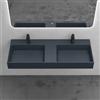 Mai & Mai Lavabo da Appoggio Doppio 120x48x13cm, Lavandino Bagno Colossum12 Lavabo da Minerale Fuso Senza Troppopieno, due Foro per Rubinetteria, Antracite