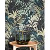 Newroom carta da parati nera giungla tropicale camera da letto soggiorno | effetti cangianti, struttura fine in lino, foglie di palma verde menta turchese beige, carta da parati floreale