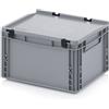 Auer Packaging Contenitore euro standard, 40 x 30 x 23,5 cm, con coperchio a cerniera e metro