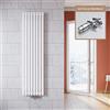 ELEGANT - Radiatore verticale di design, colore: bianco, 1800 x 472 mm, con termostato multiblocco, cromato, a doppio strato, collegamento centrale, scaldasalviette