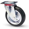 eacommerce - Ruota piroettante industriale rotella Piena in gomma nera Girevole con Piastra per Carrelli Banchi da Lavoro Mobili (Ruota Senza Freno, 100 mm)