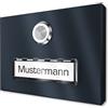 Graviers Design Placca campanello da esterno in acciaio inox V2A con targhetta illuminata di Graviers Design - verniciata a polvere in RAL 7016 - pulsante campanello a LED - Made in Germany
