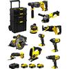 JG todotaladros STANLEY FatMax Kit SVK1001 (SFMCH900 + SFMCG400 + SFMCD711 + SFMCF800 + SFMCS500 + SFMCS600 + SFMCW220 + SFMCS300 + SFMCE500 + SFMCL020 + 3 Batterie 4,0 Ah + Caricabatteria + Caddy 3in1)