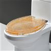 BESSX Sedile WC Oro Resina Glitter Chiusura Ammortizzata Sedile WC Allungato Coperchio WC Bagno con Chiusura Lenta, Facile da Pulire e Installare, 36 * 42 Cm,Rosa (Size : Gold Foil)