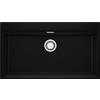 PRIMAGRAN Lavello Angolare Nero 88x50cm, Lavandino in Granito a 1 vasca + Sifone Classico, Lavabo da Cucina Incasso al Mobile 90cm - Oslo 90 Top S633