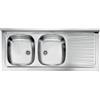 Indomita Lavello appoggio 120x50 2 vasche e gocciolatoio destro Mondial inox