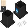 KOTARBAU® 2 pezzi Fissaggio Pali Legno - Supporto Per Pali In Legno - Staffa da Avvitare - Acciaio Verniciato a Polvere - 90 x 90 mm - Nero - Staffa Travi - Supporto Palo - Resistente per Esterni