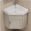 Pounjsd Lavabo In Ceramica Con Rubinetto Adatto, Lavandino Bagno con Mobiletto, lavabo angolare sospeso, mobile da bagno angolare 43×43cm, mobile lavabo bagno angolare per Piccoli Spazi