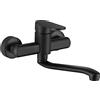 HomeLava Rubinetto della cucina Rubinetto per lavello Monocomando 360 ° Girevole Montaggio a parete Style Retro Nero opaco
