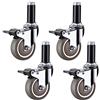 LLPEIJIE026 4x Ruote per Mobili in Gomma,Ruote Girevoli Pesanti,Ruote Piroettanti con Freni - Rotolamento Silenzioso,Perno Filettato M12 x 60 mm,per Carrello a Mano,Tavolo da Lavoro(brake4inch)