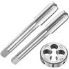 QUARKZMAN Set di 3pz Maschi e Filiera Metrici a Mano, M12 x 1.25 Maschi con Filettatura Conica/Tappo e Filiere Rotondo, Kit di Attrezzi Filettatura a Mano per Riparazione Filetti