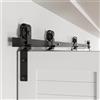 BONIKLUBA 244cm/8FT Binario per Porta Scorrevole Bifold Kit Porta Scorrevole Nera per 4 Porte Scorrevoli Interno Esterno Muro 59cm Larga