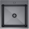 Melanstar Lavello in acciaio inox, 50 x 50 cm, lavello a un seno, 1 lavabo, con sifone e foro per rubinetto, nero Kitchen Sink