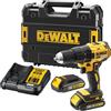 DEWALT Trapano Avviatore Compatto XR 18V 2 x 2.0Ah. Include 2 Batterie 1.5Ah e Valigetta TSTAK, DCD777S2T-QW