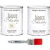 bianco Shabby CHALK PAINT Beige Sabbia & FINITURA + PENNELLO - Pittura Shabby Chic EXTRA OPACA (1 Litro) + Finitura Trasparente Opaco (1 Litro) + 1 Pennello Pro 40 mm