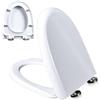 Wttfc Tavoletta WC Universale D Forma, Sedile WC Con Chiusura Ammortizzata e Funzione di Sgancio Rapido, Bianco, Copriwater in PP, 02N, 44x35cm, Facile da Montare e Pulire