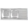 Mabel srl MABEL Lavello Cucina 2 Vasche con Gocciolatoio da Incasso in Acciaio Inox 201 con Finitura Spazzolata Facile da Pulire Profondità Vasche 15 cm - L 116 cm x P 50 cm