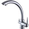 EGTink Rubinetto da cucina 3 vie,miscelatore da cucina girevole a 360°, 3 in 1, rubinetti da cucina in acciaio inossidabile, rubinetto per lavello da cucina con 2 uscite(Cromato)