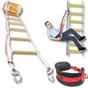 ISOP Scala di Emergenza da 3 a 4 Piani 10 m con Moschettoni e Imbracatura di Sicurezza | Scala a Fune di Salvataggio - Pioli Antiscivolo | Scaleta di Corda per Salvare