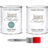 bianco Shabby CHALK PAINT Petrolio & FINITURA + PENNELLO - Pittura Shabby Chic EXTRA OPACA (1 Litro) + Finitura Trasparente Opaco (1 Litro) + 1 Pennello Pro 40 mm