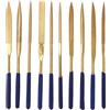 Lylithuif Set di lime ad ago diamantate 10 pezzi Kit di lime ad ago in acciaio legato con rivestimento in titanio con forte capacità di taglio per metallo, vetro, pietra, oro blu, 5 x 180 mm