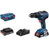 Bosch Professional 06019H5301 Trapano a Percussione Gsb 18 V 55, 2X2.0Ah Batterie e Caricatore, Diametro Foro in Muratura: 10 mm, in L-Boxx, Blu