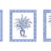 Dundee Deco BD6083 - Carta da parati preincollata, motivo vintage beige, blu stilizzato con fiori in vaso da parete, design retrò, 4,57 x 17,78 cm