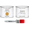 bianco Shabby CHALK PAINT Ambra & FINITURA + PENNELLO - Pittura Shabby Chic EXTRA OPACA (500 ml) + Finitura Trasparente Opaco (500 ml) + 1 Pennello Pro 40 mm