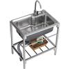 FTGENSM Lavello Cucin in Acciaio Inox Autoportante,Lavello in Acciaio Inox Autoportante con Banco da Lavoro Lavello da Pranzo Mobile Commerciale per Interni Esterni Spessore(68 * 44cm)