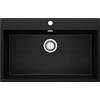 PRIMAGRAN Lavello da Cucina Nero Metallico 78x50cm, Lavandino in Granito a 1 vasca + Sifone Classico, Lavabo da Cucina Incasso al Mobile 80cm - Riga S398
