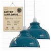 DC VOLTAGE Paralumi industriali 2 Ciano Blu Confezione da Stile Per Lampade a Sospensione Forma a Cupola Curva In Metallo Facili da Montare Apparecchi di Illuminazione da Soffitto Per Cucina Bar.