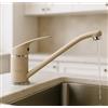 MAKA change your life quality MAKA Rubinetto Lavello Cucina Avena, in Acciaio Inox - Girevole a 360° - Miscelatore Cucina con Accessori per Montaggio, Miscelatore Monocomando Beige Opaco, Rubinetto con Flessibili (Canna Bassa)