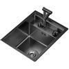 PEBFHSQW Lavello invisibile in acciaio inox Lavello a vasca singola a scomparsa Mini Dish Lavabo Lavello di piccole dimensioni con rubinetto pieghevole con coperchio cucina (Black steel, 35 * 45 * 23cm)