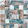 conwire Medio - Mosaico in vetro, effetto legno, stile vintage, patchwork, colore: beige pertrol