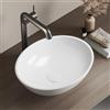EMKE Lavabo da Appoggio Ovale 41,5 × 33,5 × 13 cm, Lavabo in Ceramica per Bagno e WC Ospiti, Mini Lavabo Compatto,Bianco Lucido