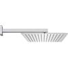 Inbagno Kit doccia cromato lucido con braccio 40 cm e soffione quadrato 40x40 cm, in acciaio inox con snodo orientabile e ugelli anticalcare